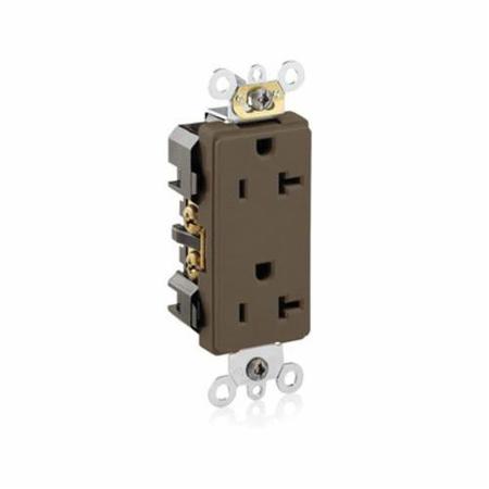 LEVITON Receptacle, Deco, 20A, 5-20R, 125V, Brown 16362